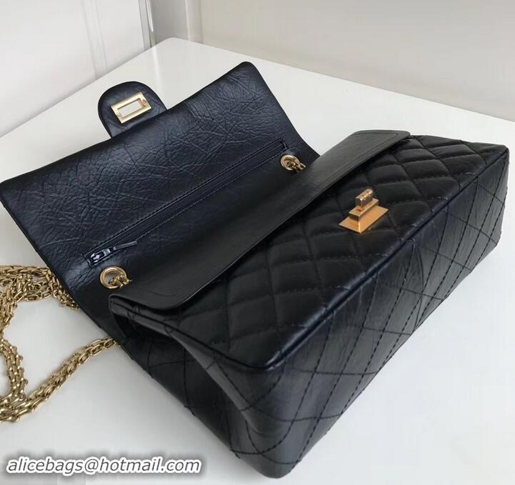 Unique Style Chanel 2.55 Reissue Size 227 Bag in wrinkled calfskin black with gold hardware 602715