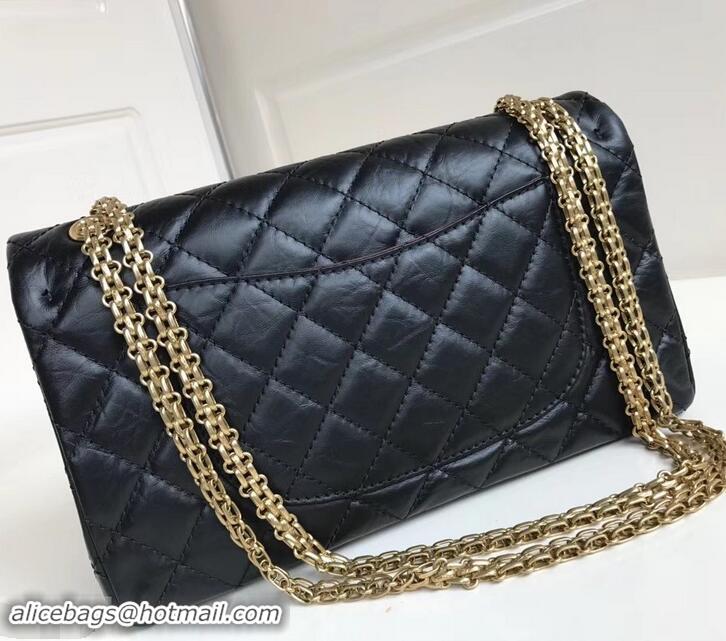 Unique Style Chanel 2.55 Reissue Size 227 Bag in wrinkled calfskin black with gold hardware 602715