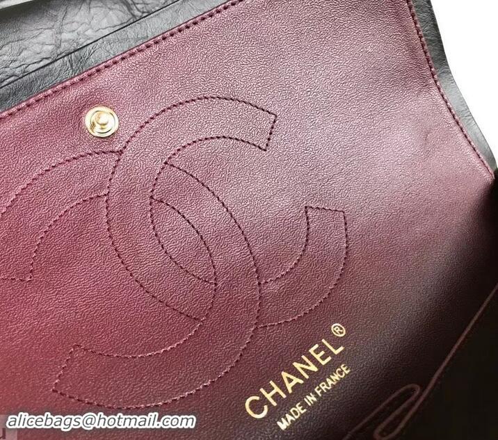 Unique Style Chanel 2.55 Reissue Size 227 Bag in wrinkled calfskin black with gold hardware 602715