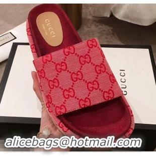 Discount Grade Gucci Original GG Canvas Slide Sandals 573018 Pink 2019