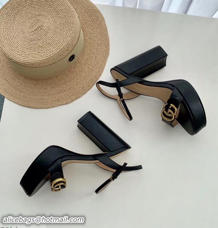 Good Product Gucci Heel 10cm Platform Sandals with Double G 573021 Original Quality Black 2019