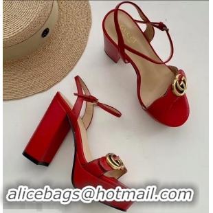 Best Design 10cm Platform Sandals with Double G 573021 Original Quality Red 2019