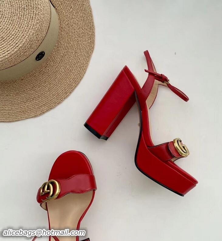 Best Design 10cm Platform Sandals with Double G 573021 Original Quality Red 2019