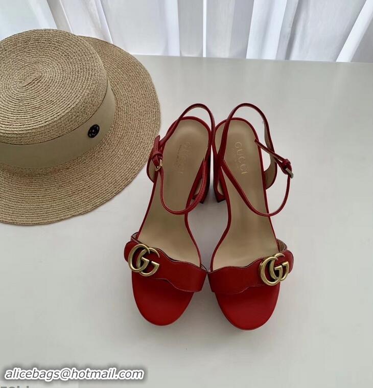 Best Design 10cm Platform Sandals with Double G 573021 Original Quality Red 2019