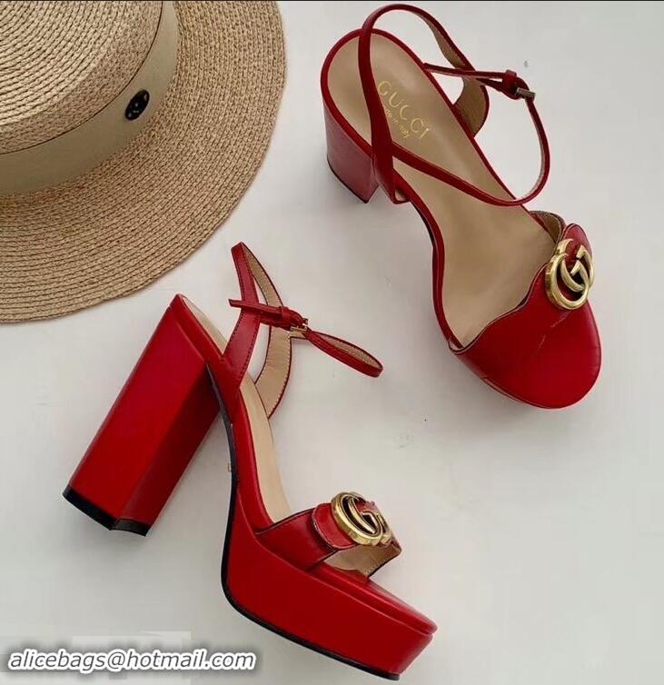 Best Design 10cm Platform Sandals with Double G 573021 Original Quality Red 2019