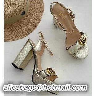 Top Quality Gucci Heel 10cm Platform Sandals with Double G 573021 Original Quality Gold 2019