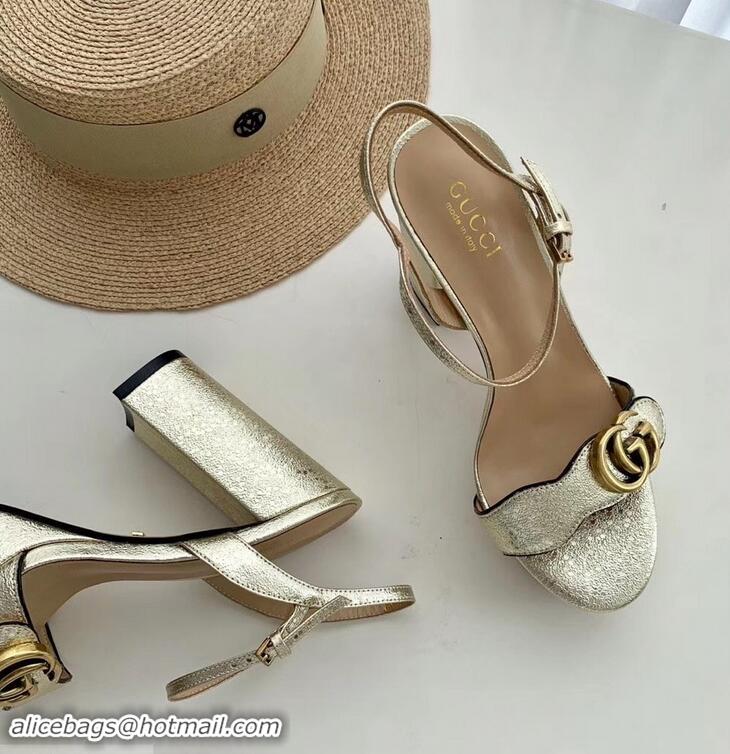 Top Quality Gucci Heel 10cm Platform Sandals with Double G 573021 Original Quality Gold 2019