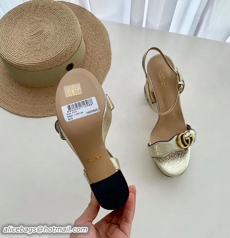 Top Quality Gucci Heel 10cm Platform Sandals with Double G 573021 Original Quality Gold 2019