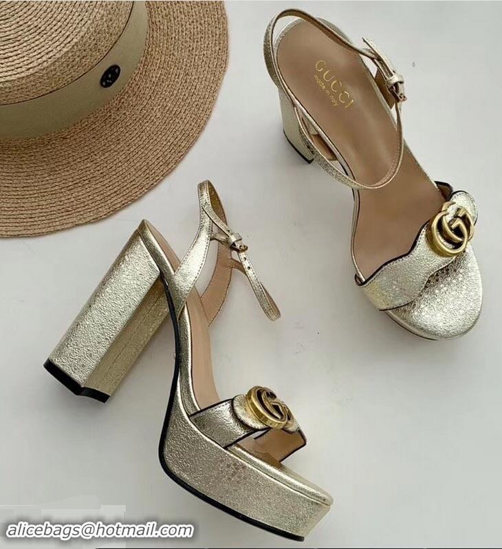 Top Quality Gucci Heel 10cm Platform Sandals with Double G 573021 Original Quality Gold 2019