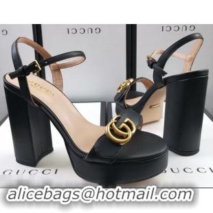 Cheap Gucci Heel 11cm Platform 2.5cm Sandals with Double G 573021 Black 2019