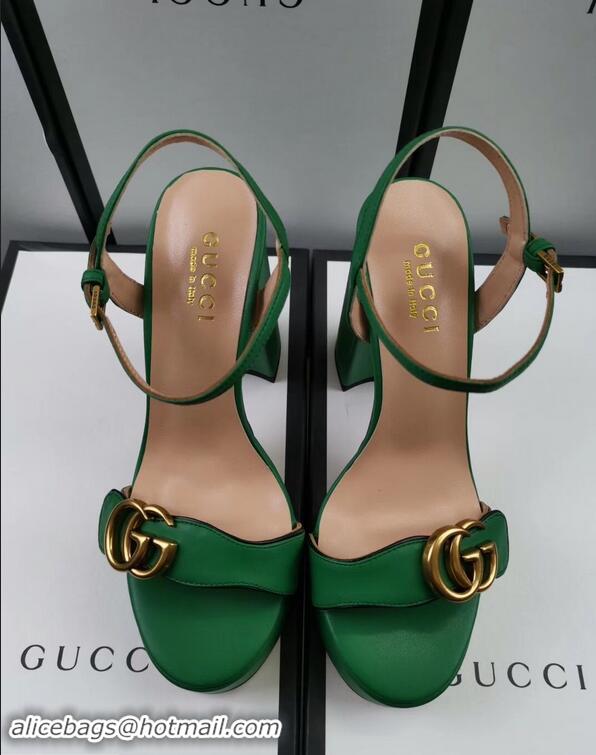 Low Price Gucci Heel 11cm Platform 2.5cm Sandals with Double G 573021 Green 2019