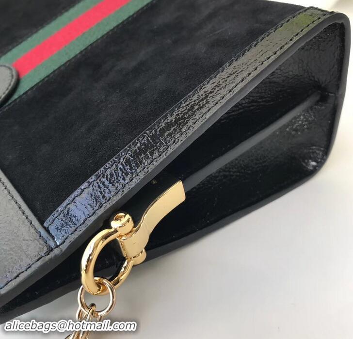 Best Luxury Gucci Structured Shape Web Ophidia Small Shoulder Bag 503877 Suede Black 2019