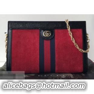 Good Product Gucci Structured Shape Web Ophidia Small Shoulder Bag 503877 Suede Red 2019