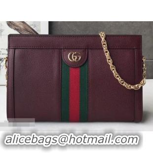 Promotion Gucci Structured Shape Web Ophidia Small Shoulder Bag 503877 Leather Burgundy 2019 