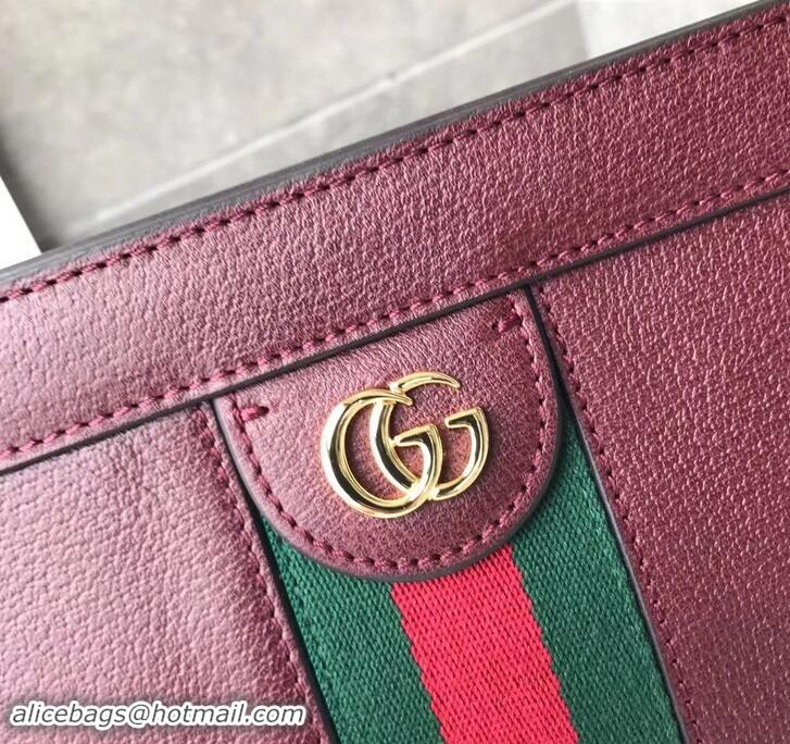 Promotion Gucci Structured Shape Web Ophidia Small Shoulder Bag 503877 Leather Burgundy 2019 