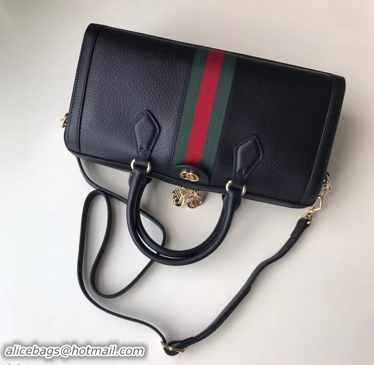 Low Price Gucci Web Ophidia Medium Top Handle Bag 524532 Leather Black 2019