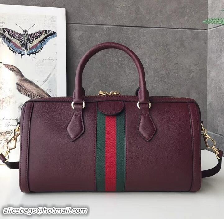 Cheap Gucci Web Ophidia Medium Top Handle Bag 524532 Leather Burgundy 2019