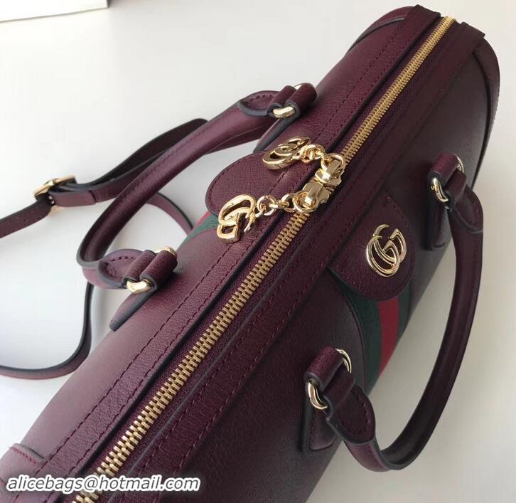 Cheap Gucci Web Ophidia Medium Top Handle Bag 524532 Leather Burgundy 2019