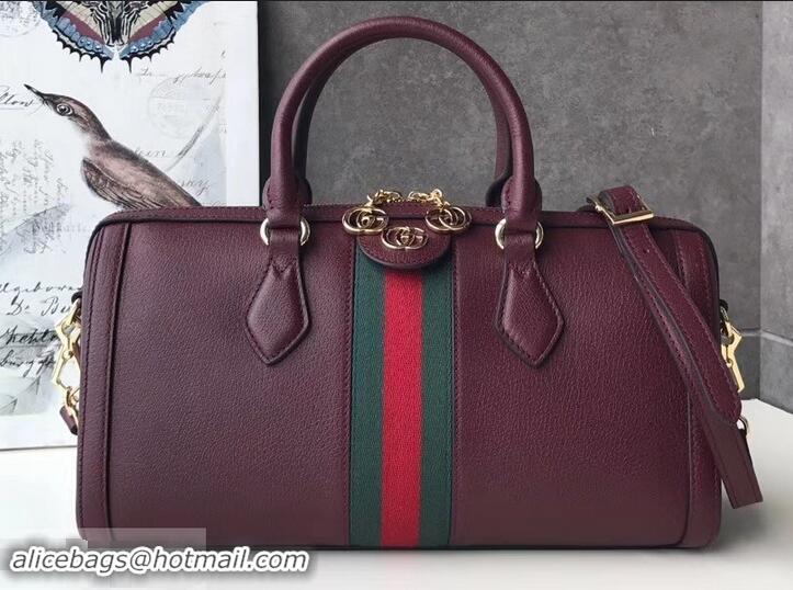 Cheap Gucci Web Ophidia Medium Top Handle Bag 524532 Leather Burgundy 2019