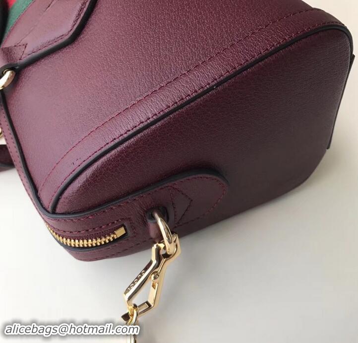 Cheap Gucci Web Ophidia Medium Top Handle Bag 524532 Leather Burgundy 2019