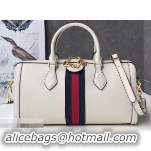 Luxury Hot Gucci Web Ophidia Medium Top Handle Bag 524532 Leather White 2019