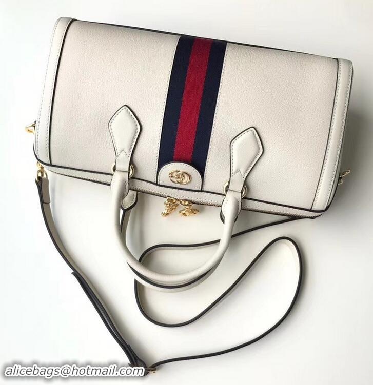 Luxury Hot Gucci Web Ophidia Medium Top Handle Bag 524532 Leather White 2019