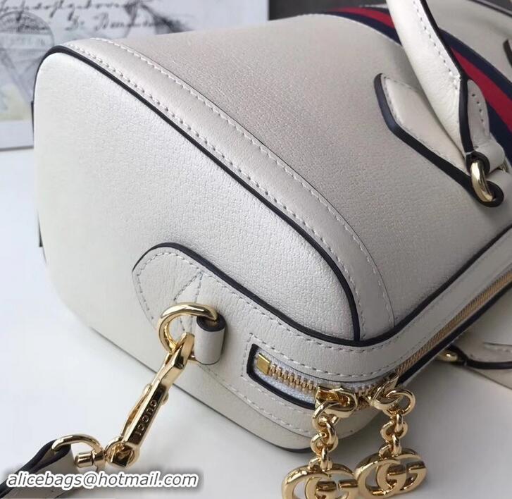 Luxury Hot Gucci Web Ophidia Medium Top Handle Bag 524532 Leather White 2019