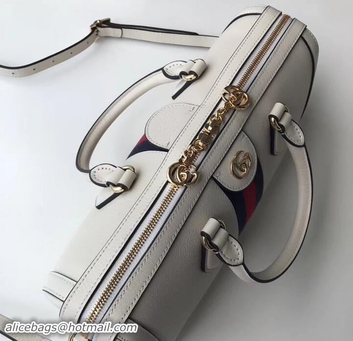 Luxury Hot Gucci Web Ophidia Medium Top Handle Bag 524532 Leather White 2019