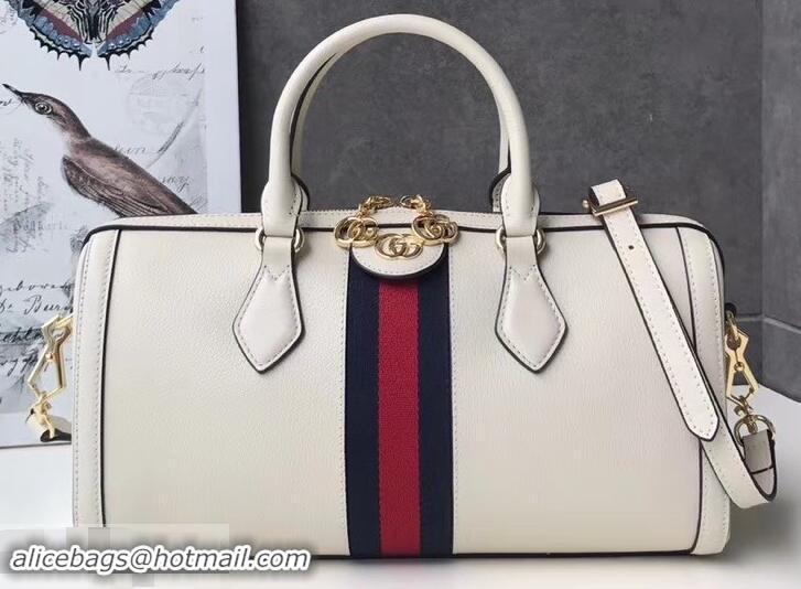 Luxury Hot Gucci Web Ophidia Medium Top Handle Bag 524532 Leather White 2019