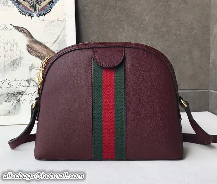 Discount Gucci Web Ophidia Small Shoulder Bag 499621 Leather Burgundy 2019