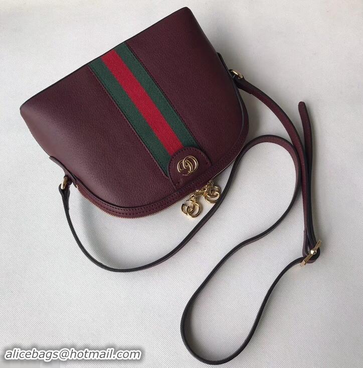 Discount Gucci Web Ophidia Small Shoulder Bag 499621 Leather Burgundy 2019