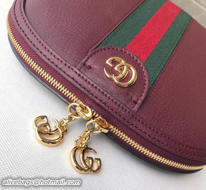 Discount Gucci Web Ophidia Small Shoulder Bag 499621 Leather Burgundy 2019