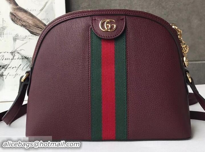 Discount Gucci Web Ophidia Small Shoulder Bag 499621 Leather Burgundy 2019