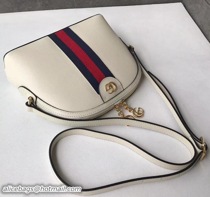 Elegant Gucci Web Ophidia Small Shoulder Bag 499621 Leather White 2019