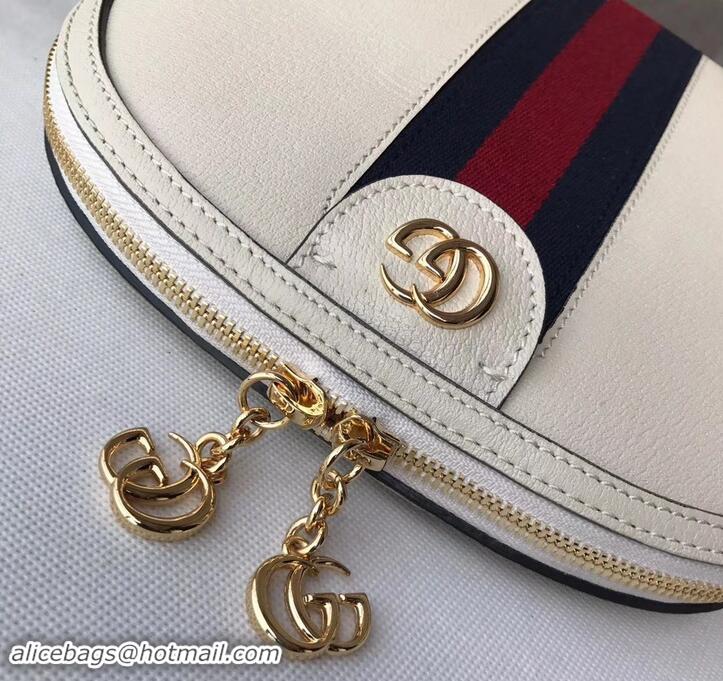 Elegant Gucci Web Ophidia Small Shoulder Bag 499621 Leather White 2019