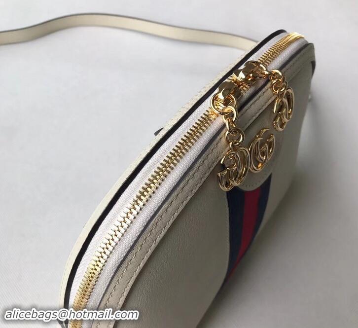 Elegant Gucci Web Ophidia Small Shoulder Bag 499621 Leather White 2019