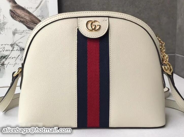 Elegant Gucci Web Ophidia Small Shoulder Bag 499621 Leather White 2019