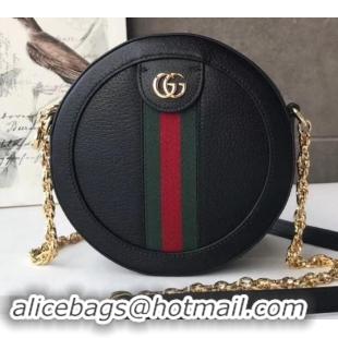 Practical Gucci Web Ophidia Mini Round Shoulder Bag 550618 Leather Black 2019