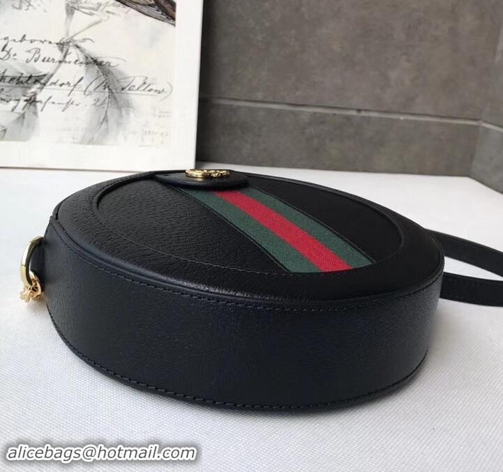 Practical Gucci Web Ophidia Mini Round Shoulder Bag 550618 Leather Black 2019