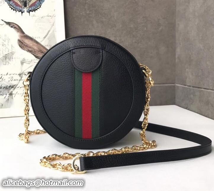 Practical Gucci Web Ophidia Mini Round Shoulder Bag 550618 Leather Black 2019