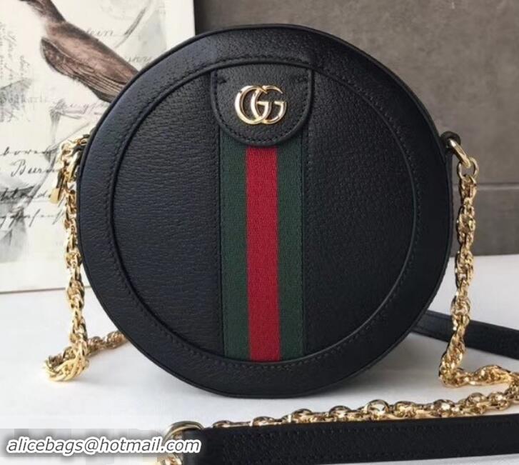 Practical Gucci Web Ophidia Mini Round Shoulder Bag 550618 Leather Black 2019