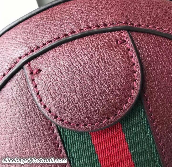 Sophisticated Gucci Web Ophidia Mini Round Shoulder Bag 550618 Leather Burgundy 2019