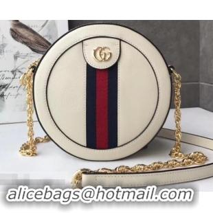 Discount Gucci Web Ophidia Mini Round Shoulder Bag 550618 Leather White 2019