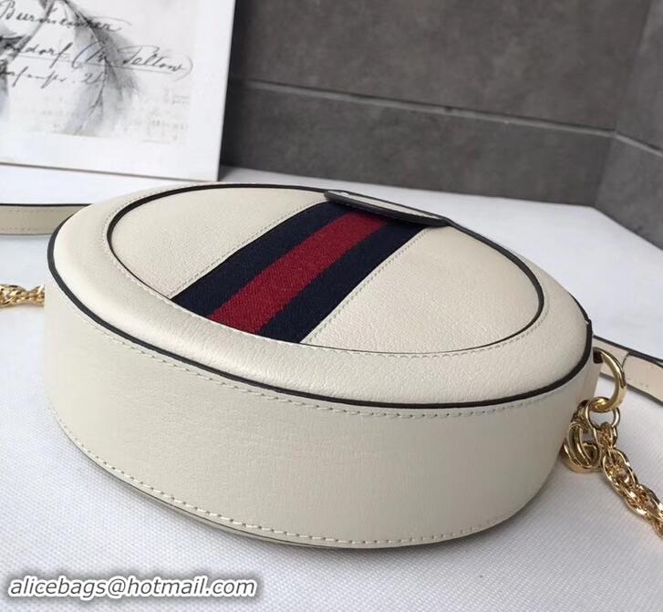 Discount Gucci Web Ophidia Mini Round Shoulder Bag 550618 Leather White 2019