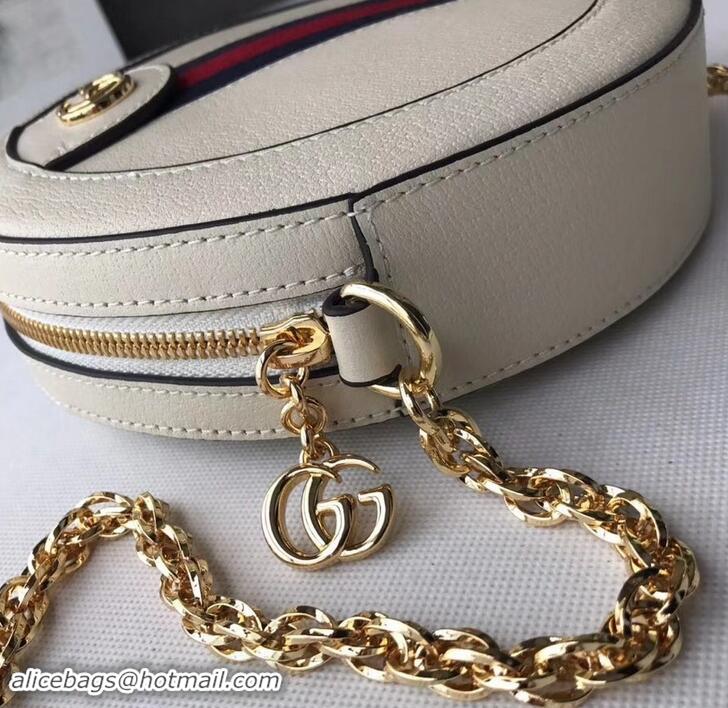 Discount Gucci Web Ophidia Mini Round Shoulder Bag 550618 Leather White 2019