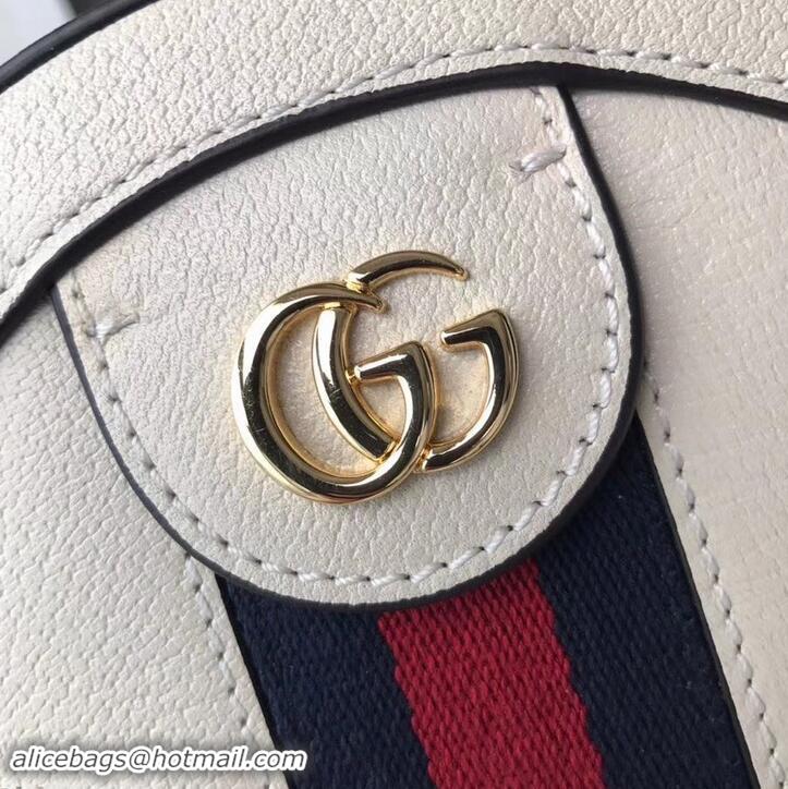 Discount Gucci Web Ophidia Mini Round Shoulder Bag 550618 Leather White 2019