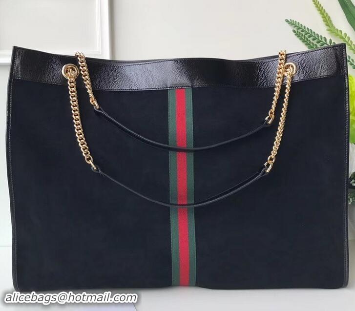 Hot Style Gucci Vintage Web Rajah Maxi Tote Bag 537218 Suede Black 2019