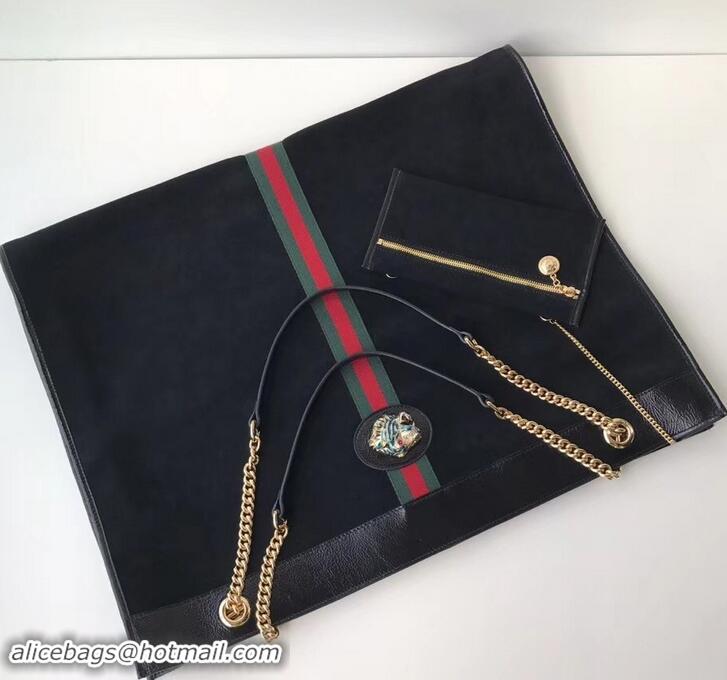 Hot Style Gucci Vintage Web Rajah Maxi Tote Bag 537218 Suede Black 2019