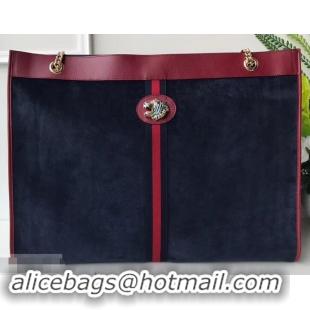 Best Price Gucci Vintage Web Rajah Maxi Tote Bag 537218 Suede Navy Blue 2019