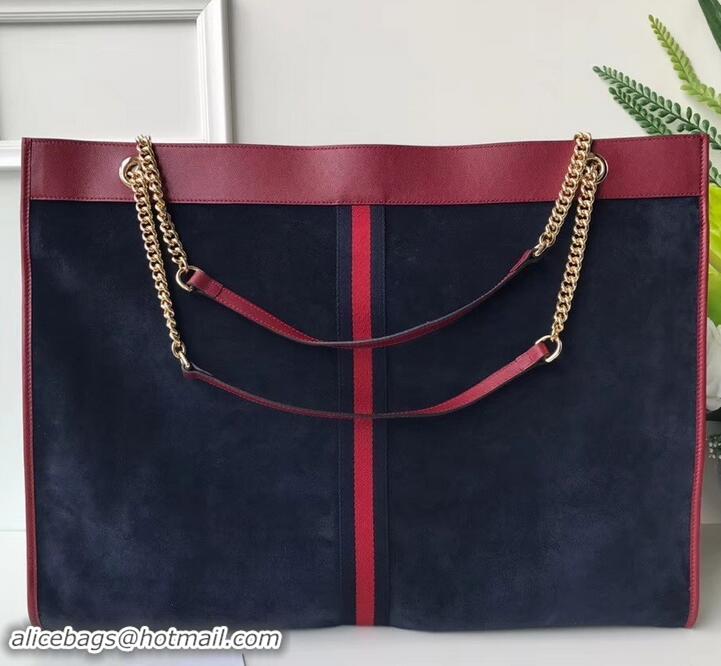 Best Price Gucci Vintage Web Rajah Maxi Tote Bag 537218 Suede Navy Blue 2019